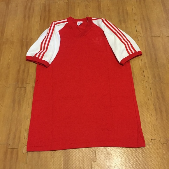 white and red adidas shirt mens